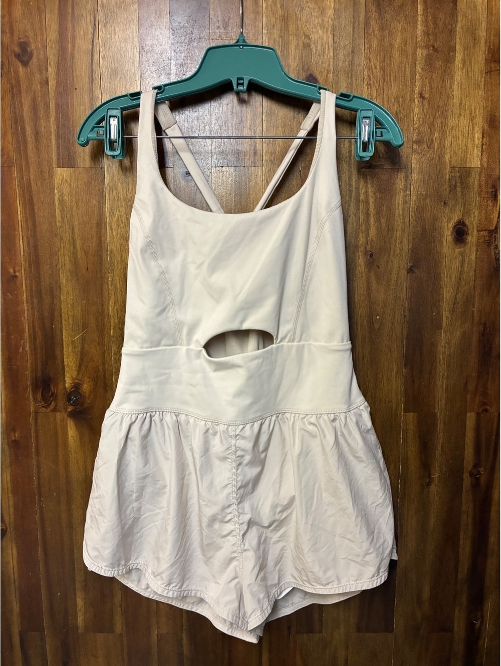 Free People Movement M Ivory Cutout Athletic Romper Tennis Running Activewear